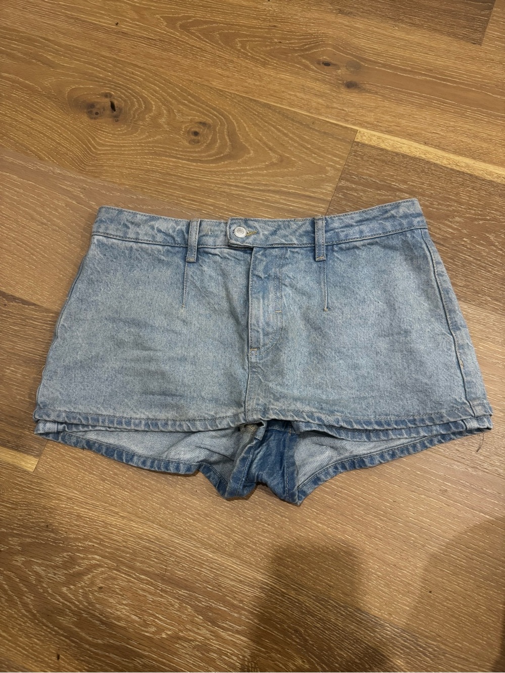 Free People Light Blue Mid-Rise Denim Skort